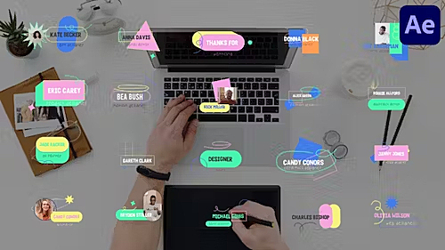 AE模板-卡通可爱现代时尚文字标题字幕条动画 Designer Titles for After Effects