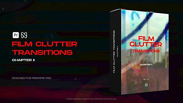 PR模板-电影胶片复古烧伤覆盖杂乱效果模板-Film Clutter Transitions Vol. 02 for Premiere Pro