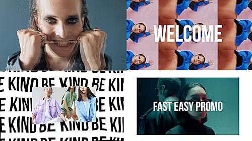 AE模板-活动快闪故障毛刺颜色反差摇滚嘻哈运动促销开场模板-Grunge Hip-Hop Urban Promo | AE